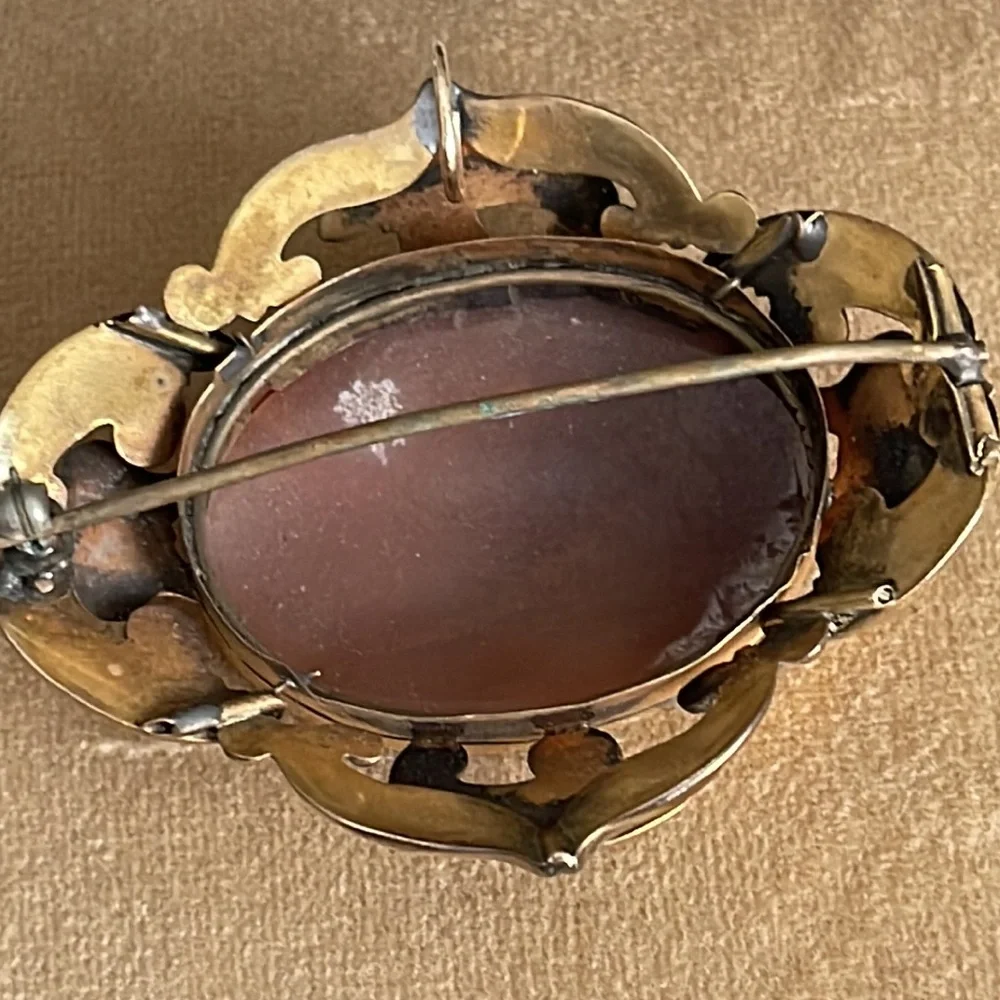 Cameo pendant and brooch 3” by 2 1/4” - Picture 12 of 14